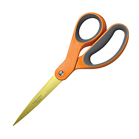 Fiskars® Softgrip® Titanium Scissors, 8, Pointed, Black/Orange